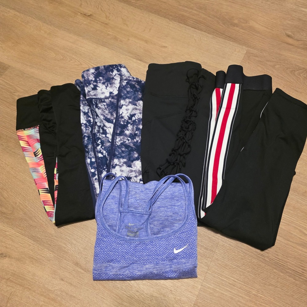 Bundle of Assorted Athletic Clothing 4 Leggings 1 Top Size Small Workout Gym